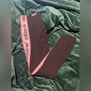 Adidas Black Leggings with Pink Trim